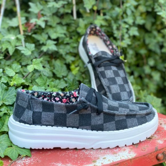 Gypsy Jazz Big Time Black Checkered Slip On Sneaker - Picture 1 of 4